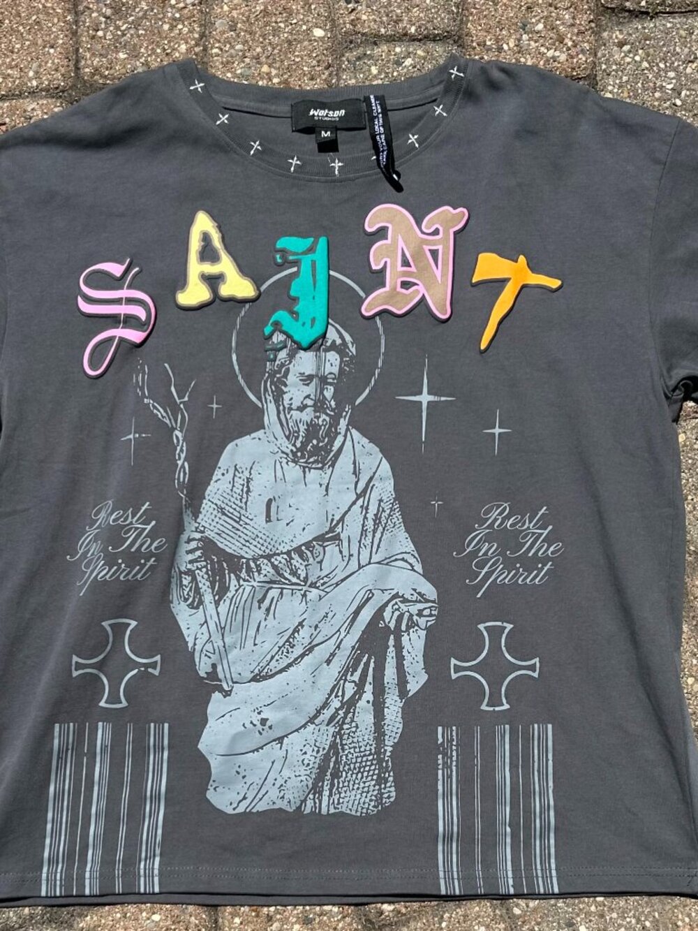WATSON STUDIOS Saint "Rest In The Spirit" 3D Puff Print Tee Oversized